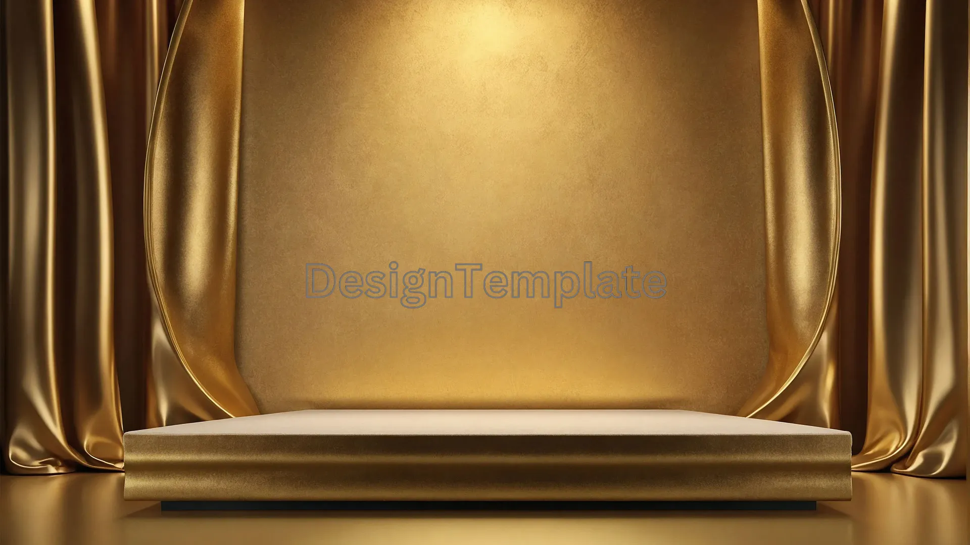 Golden Podium with Award Show Curtains Background Photo